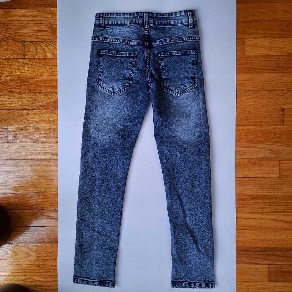 Blue Cult Boys Slim Fit Jeans Size 12 Distressed Rhinestone Paint Splatter Denim - Picture 2 of 5